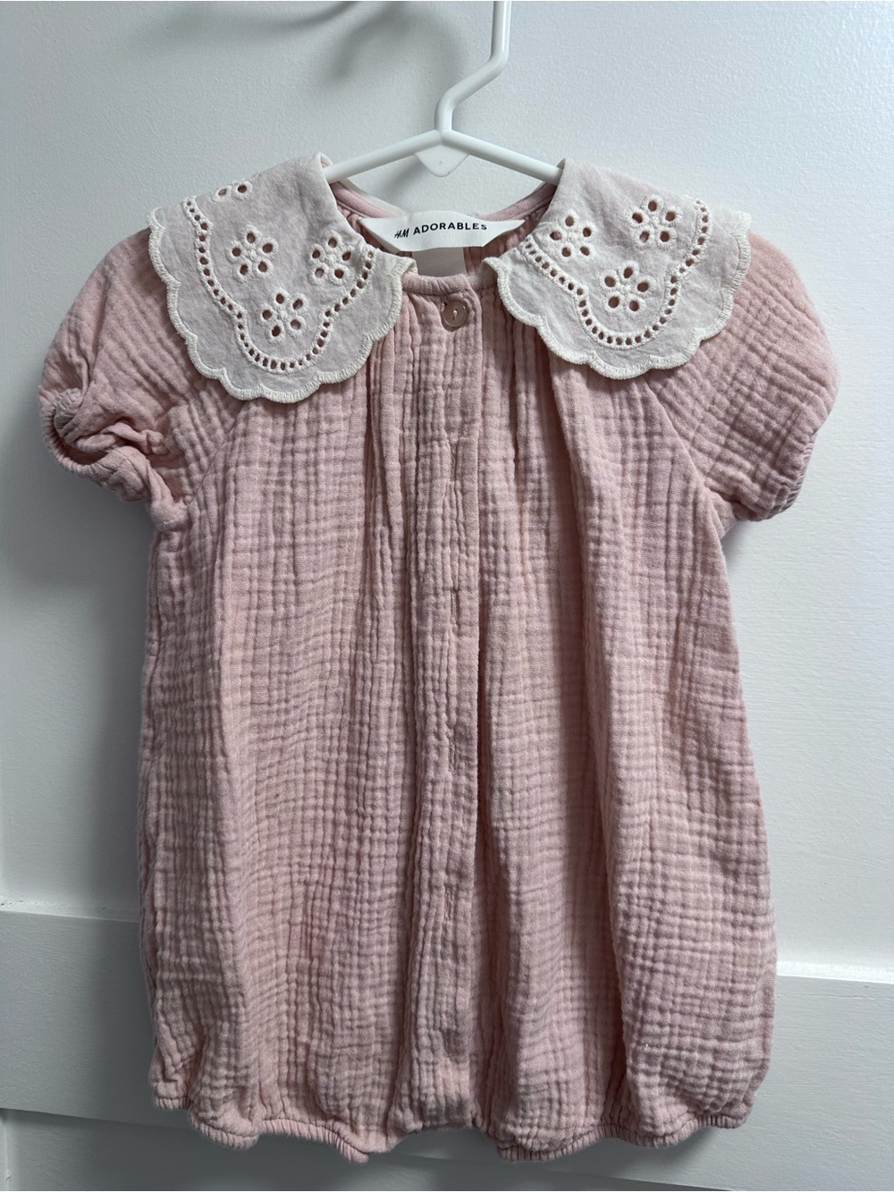 H&M Pink Baby One-Piece with Eyelet Collar